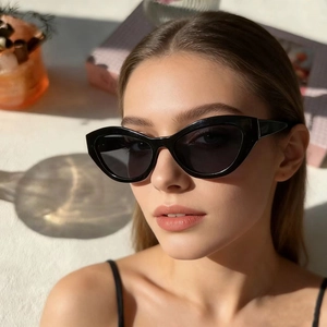 Lunettes De Soleil Cat Eye Femmes Vintage Petite Monture Protection UV400 Monture En Résine Mode Plein Air