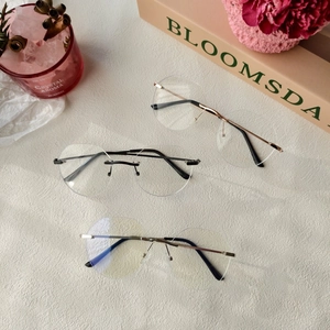 Lunettes Sans Monture En Métal Verres Transparents Mode Géométrique Rétro Pour Hommes Et Femmes