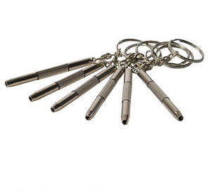 Micro 3-in-1 metal screwdriver tool with non-slip handle and keychain ring for precision repair