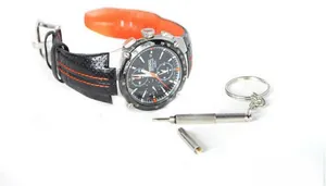 Close-up of precision multi-function mini screwdriver tool for watch repair and maintenance