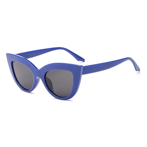Fashionable blue cat eye sunglasses with grey polarized lenses for men and women