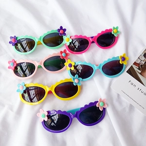 Kinder Sonnenbrille Kunststoff UV Schutz Wellenrand Stereo Blumendeko Mode Brillen Für Jungen Und Mädchen