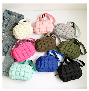 Quilted crossbody bag minimalist puffer shoulder bag multi-purpose chest bag for women
