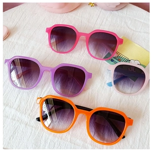 Chic multi-color kids UV400 sunglasses with polygon frames in pink, purple and orange