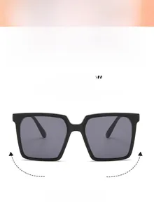 Details der schwarzen quadratischen Übergroßen Sonnenbrille mit UV-Schutz und leichtem Design