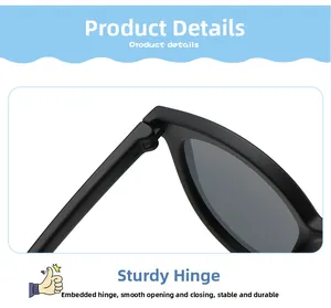 Détail de la charnière robuste sur lunettes de soleil enfant noir mat pour une durabilité