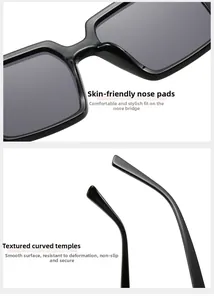 Detail der quadratischen Übergroße-Sonnenbrille mit Nasenpads und rutschfesten Bügelenden