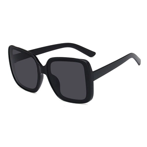 Classic oversized square sunglasses for women in full black finish on white background
