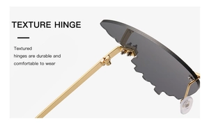 Detailed close-up of textured metal hinges on stylish butterfly ocean lens sunglasses