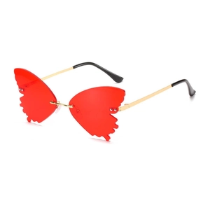 Butterfly Rimless Sunglasses For Women Fashion Oversized UV400 Metal Frame Rhinestone Inlaid Trendy Y2K Eyewear
