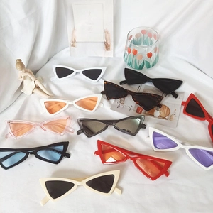 Lunettes De Soleil Rétro Oeil De Chat Triangle Femmes Hommes Vintage Monture PC Verre AC Protection UV400 Fête Mode