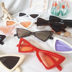 Collection de lunettes de soleil œil-de-chat triangulaires rétro en plusieurs couleurs