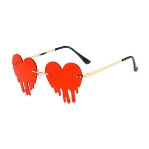 Heart Shaped Dripping Rimless Sunglasses Metal Frame PC Lens Y2K Party Festival Eyewear For Women