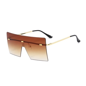 Oversized Square Rimless Sunglasses For Women Fashion Gradient Lens UV400 Protection Metal Frame Retro Travel Eyewear