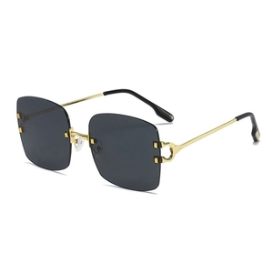 Rimless Square Sunglasses Metal Frame UV400 Protection Retro Trendy Sun Glasses Fashion Eyewear Unisex