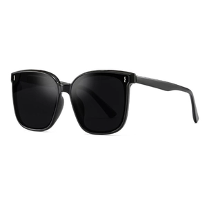 Classic black square frame sunglasses with metal accents on a clean white background