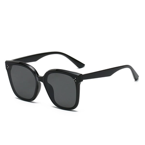 Classic black square frame sunglasses with signature three-dot metal rivets and dark lenses