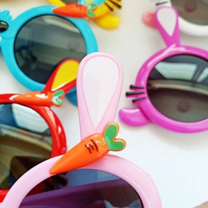 Polarized bunny ears sunglasses for kids with colorful silicone frames and UV protection