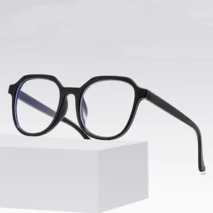 Dames Retro Geometrische Polygoon Blauw Licht Filter Bril Mode Oversized Volledig Montuur PC Optische Bril Dagelijkse Oogbescherming Sierbril