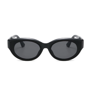 Lunettes de soleil ovales rétro hip-hop avec monture noire et verres gris