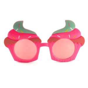 Occhiali da sole divertenti a forma di cupcake rosa per feste di compleanno per bambini