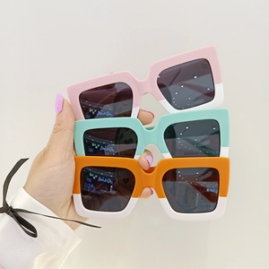 Three pairs of square matte leopard print sunglasses for kids in various colors
