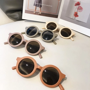 Kids vintage round sunglasses in matte morandi colors with UV protection lenses