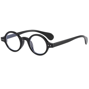 Classic round black frame optical glasses with anti-blue light lenses in retro style