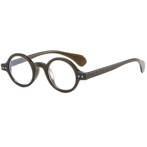 Vintage round frame optical glasses in dark brown translucent finish with silver dots