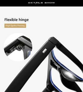 Detail der flexiblen Scharniere und hochwertigen Lackierung der quadratischen Brille
