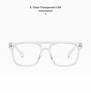 Detailansicht der transparenten C04 Retro-Pilotenbrille mit modernem Doppelsteg-Design