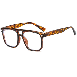 Retro Brille mit Blaulichtfilter im quadratischen Tortoise-Design und Doppelsteg-Gestell