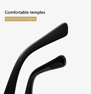 Gros plan sur les branches de lunettes noires polies avec texture antidérapante