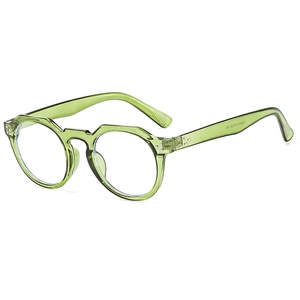 Lunettes rondes rétro vert translucide avec filtre anti-lumière bleue et monture en acétate