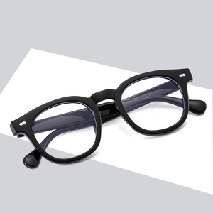 Retro Round Anti Blue Light Glasses Frames Plastic Fashion Clear Lens Eyewear For Men Women Vintage Rivet Style