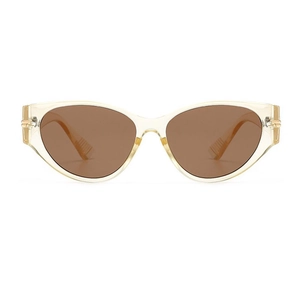 Fashionable oversized champagne cat eye sunglasses with brown lenses for outdoor sun protection
