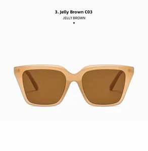Front view of square oversized jelly brown sunglasses with C03 tinted lenses