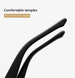 Détails des branches de lunettes noires brillantes ergonomiques pour un confort antidérapant
