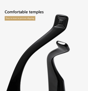 Detail of ergonomic black temples with anti-slip square texture for comfortable wear