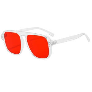 Oversized transparent red sunglasses for men and women with UV protection coating