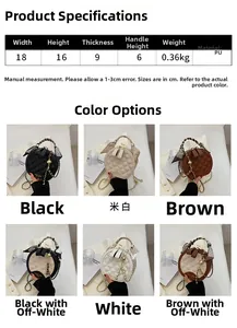 Dimensions détaillées et options de couleurs pour le sac à main rond matelassé en PU