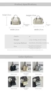 Tabla de tallas detallada y especificaciones del bolso saco de cuero PU con relieve