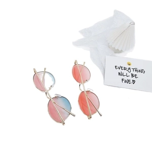 Lunettes de soleil rondes en métal pour enfants avec verres dégradés, lot de deux paires