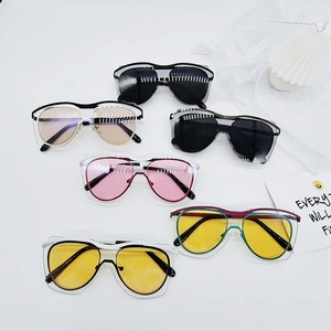 Lunettes De Soleil Mode Pour Enfants Protection UV400 Grand Cadre Double Couche Verres Colorés Pour Garçons Filles Plage Voyage