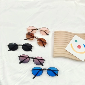 Kids Sunglasses Metal Frame Rhinestone Decoration Retro Round UV400 Protection For Boys Girls