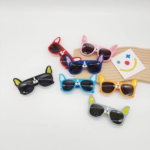 Kids Sunglasses Plastic Frame UV400 Protection Outdoor Beach Travel Cute Cartoon Bulldog Animal Ears Children Boys Girls