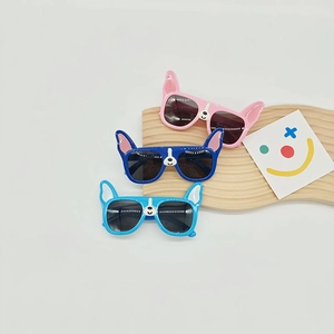 Kids dog ear sunglasses in pink and blue with polarized UV protection lenses