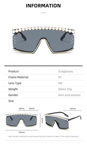 Tableau des tailles détaillé pour lunettes de soleil perle avec mesures de monture