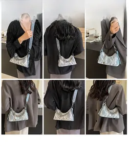 Lace embroidery shoulder bag shown in different carrying styles with chain strap