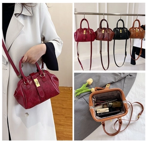 Retro Kroko-Muster Kussverschluss Handtasche, elegante Damen Schulter Umhaengetasche.
